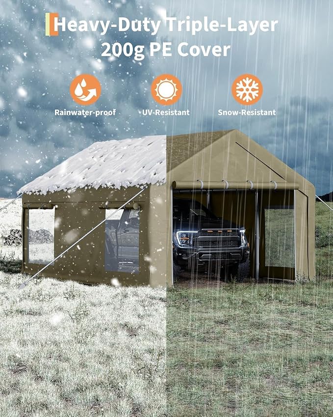 12 x 20ft Heavy-Duty Carport Canopy - Image 4