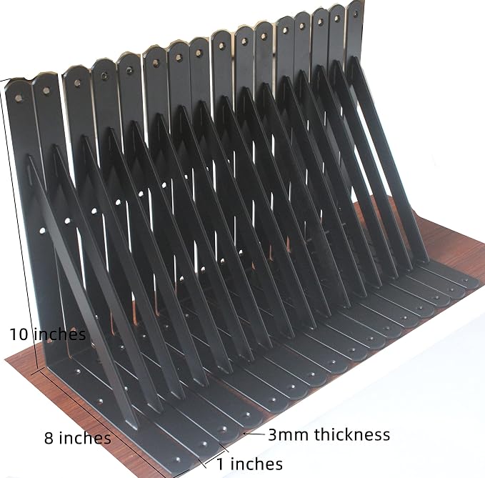 24 Pack L10 x H 8" Black Heavy Duty Shelf Brackets - Image 2