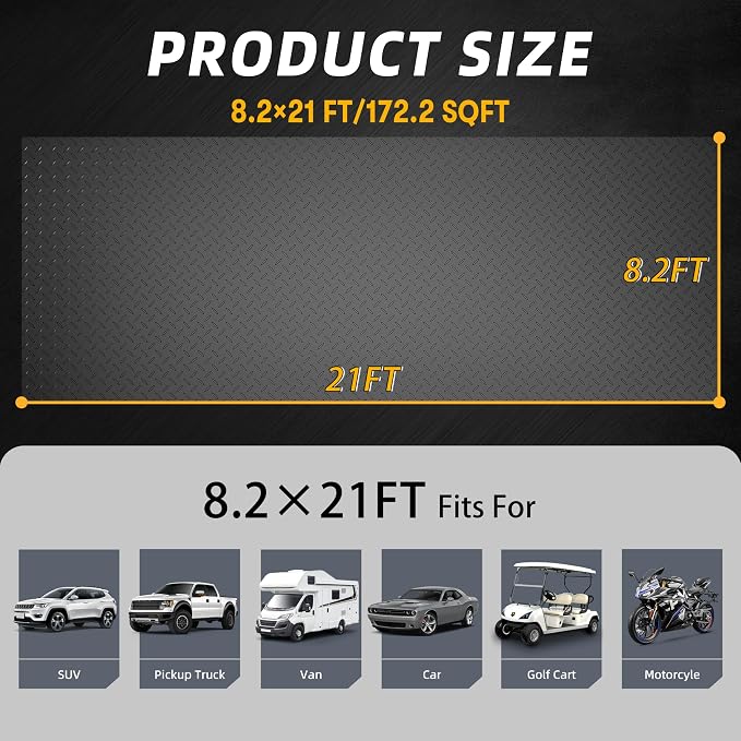 8.2x21 FT Garage Floor Mat, 2.8mm Thickened Diamond Plate PVC Garage Flooring - Image 3