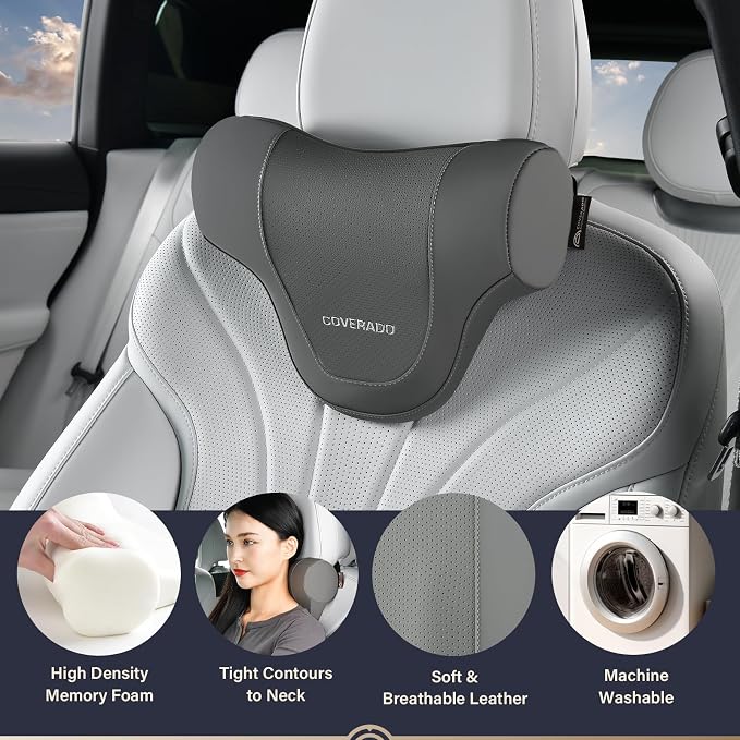 Coverado Car Headrest Pillow, Ergonomic Memory Foam Car Neck Pillow - Image 2