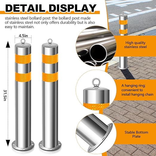 31.5 Inch Stainless Steel Bollard Post - Image 3