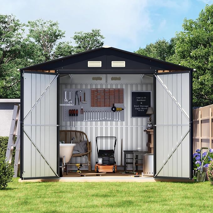 10X12 FT Outdoor Steel Storage Shed - Image 8