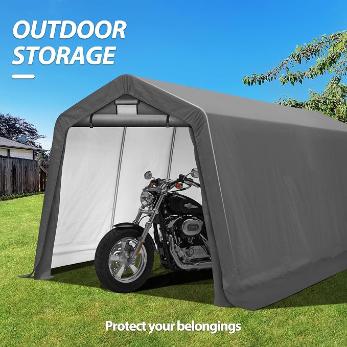 8' x 14' Outdoor Storage Shelter Shed, Portable Storage Shed Heavy Duty - Image 7