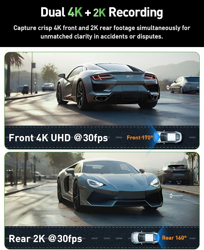 Dash Cam Front and Rear, 4K+2K Dash Camera - Image 3