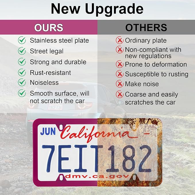 LivTee 4 Holes Stainless Steel License Plate Frames, Automotive Exterior - Image 6