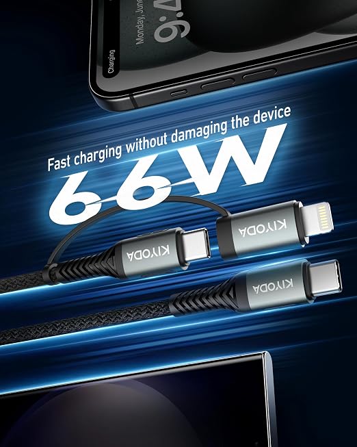 Coiled USB C to USB C and Lightning Cable 2 in 1, 3FT 2Pack Braided Cord Fast - Image 3
