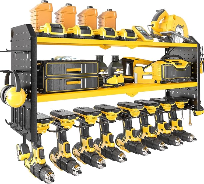 KAFAHOM Power Tool Organizer, Large 8 Drill Holder Wall Mount by KAFAHOM