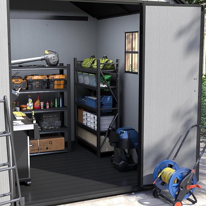 7.3x7.3 FT Resin Outdoor Storage Shed Large, 376 Cuft Garden Tool Sheds & - Image 9