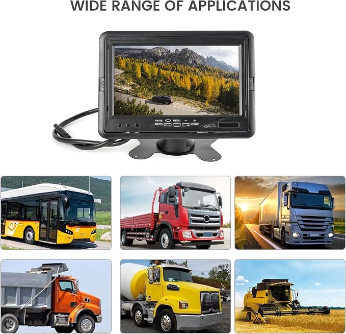 Anina 7 Inch Monitor Quad Split HD Screen 4 Channels RCA Video Inputs - Image 8
