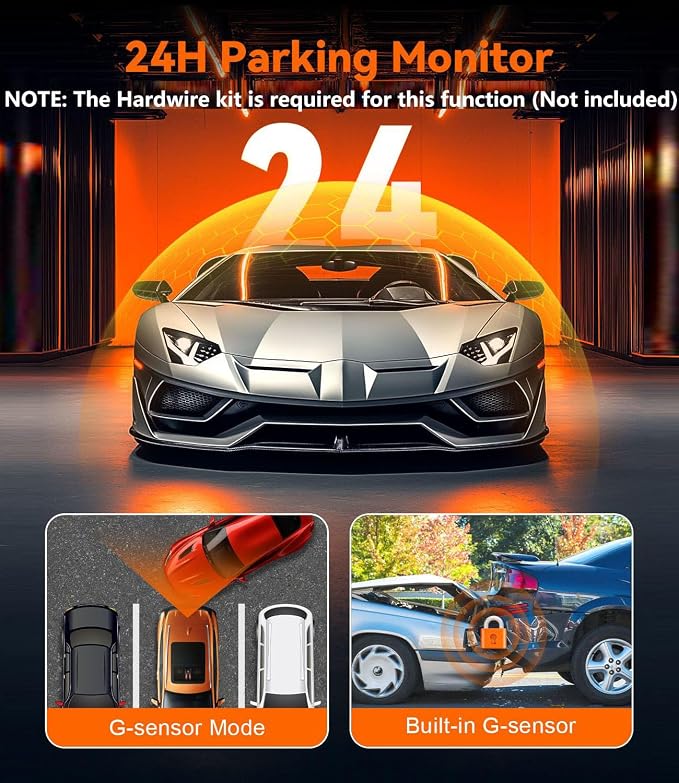 Dash Cam Front and Rear with 64GB Card, 4K+1080P Dual Dash Camera - Image 8