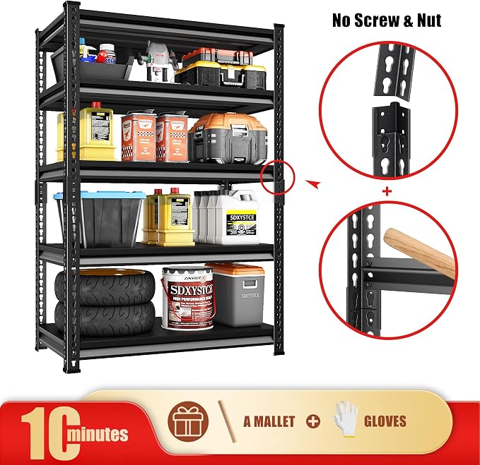 40" W Garage Shelving Heavy Duty, 2200 Lbs Loads Garage Storage Shelves Heavy - Image 6