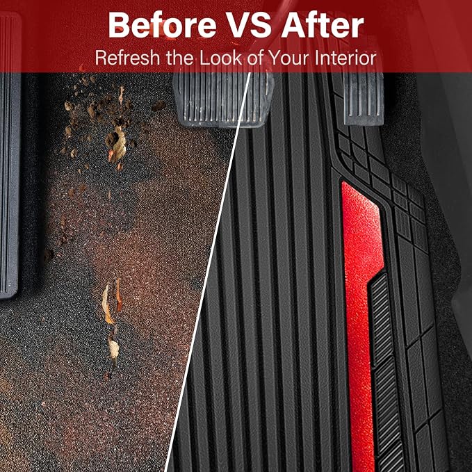 CAR PASS Heavy Duty Rubber Car Mats Metallic, Aluminum Film All Weather Floor - Image 6