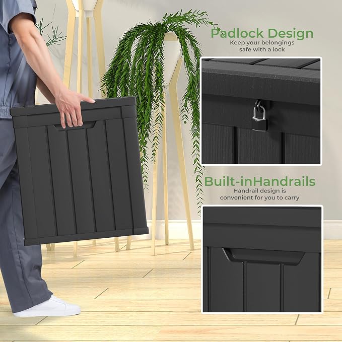 45 Gallon Resin Deck Box, Waterproof Outdoor Storage Bin - Image 4