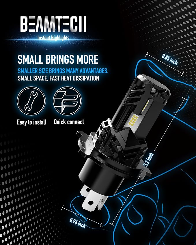 BEAMTECH H4 Bulb, Fanless In Line 9003 Fog Light Bulb 6500K Xenon White Fog - Image 7