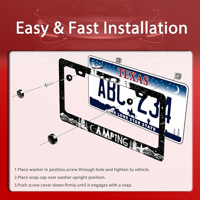 Camping License Plate Frame Forest Mountains License Plate Holder Funny - Image 3