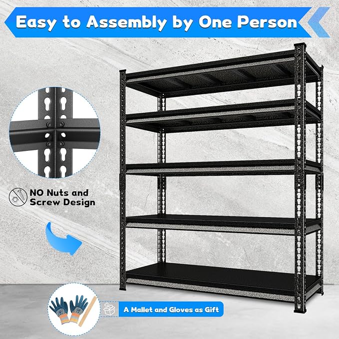 Garage Shelving Heavy Duty 3000LBS Loads, 5-Tier Metal Shelving Units and - Image 5