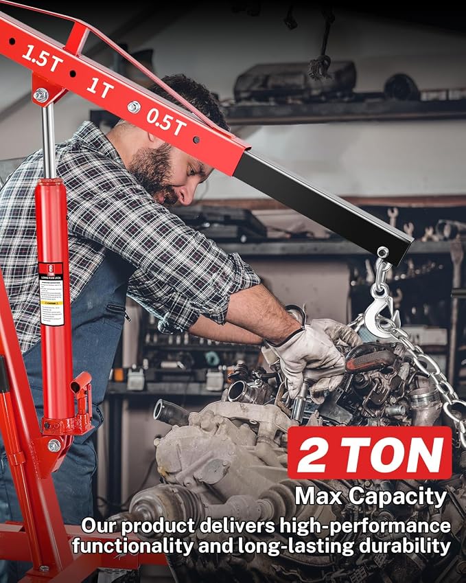 2-Ton Folding Engine Hoist, Hydraulic Shop Crane - Image 2