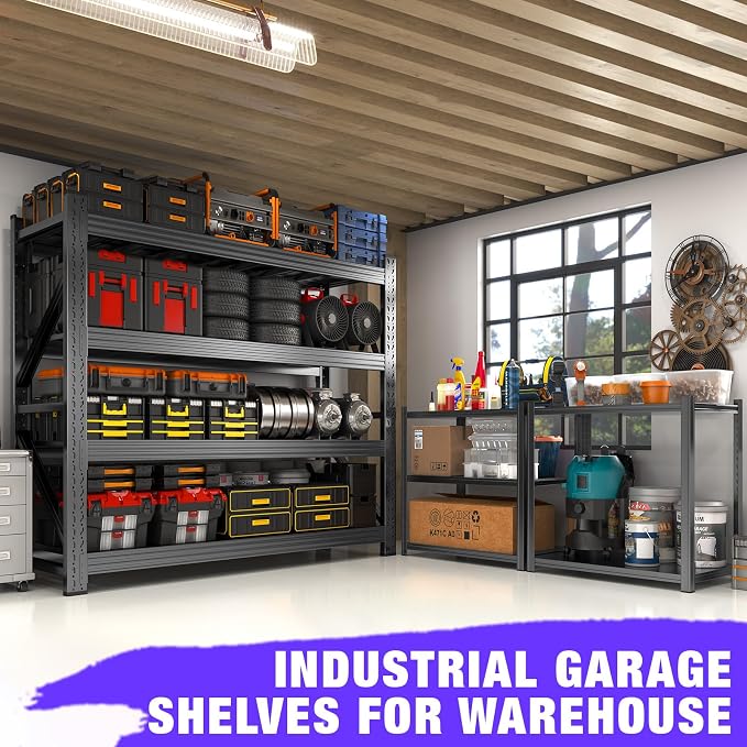 Metal Garage Shelving Unit, Heavy Duty 4-Tier Adjustable Storage Rack, 6000 LBS - Image 7