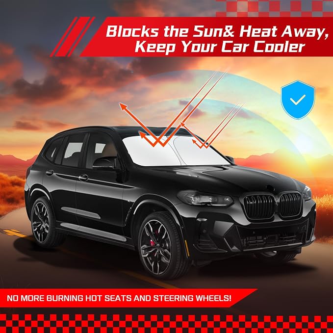 ARISMOTOR Windshield Sun Shade for BMW X3 2018-2025, Custom Fit Foldable Front - Image 7