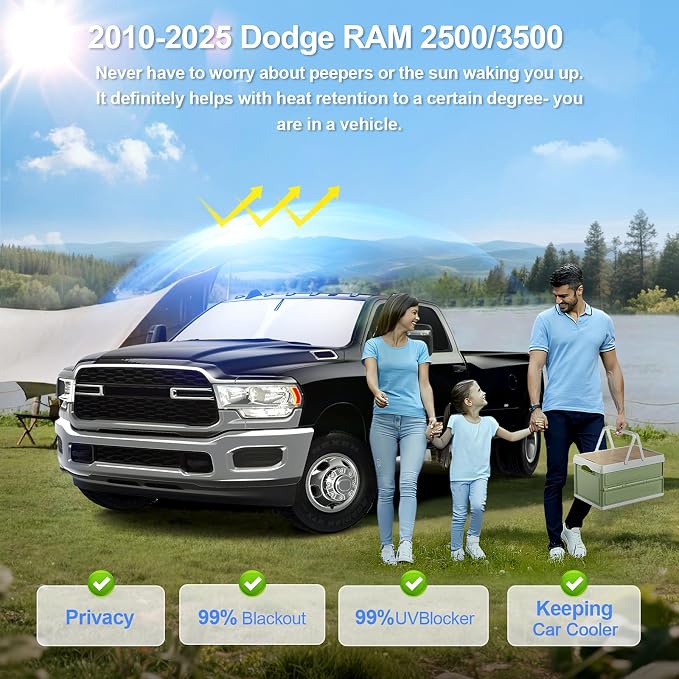 6pcs Car Window Shades for Dodge RAM 2500 3500 2010-2025 Accessories, - Image 2