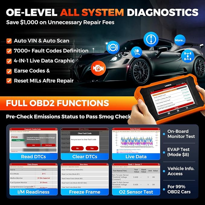 LAUNCH Creader Elite V2.0 for Land Rover Jaguar OBD2 Scanner, Bi-Directional - Image 2