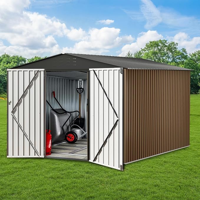 Outdoor Storage Shed, 8x8 FT Metal Garden Shed by Gaderth
