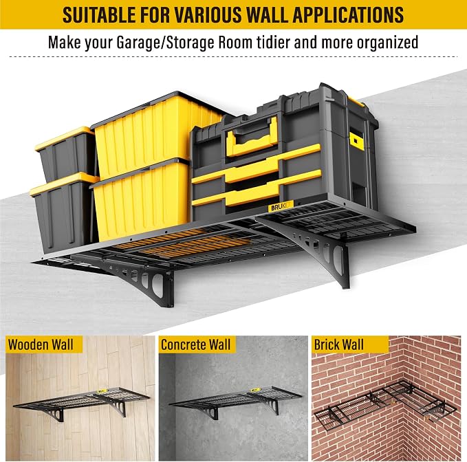 1.64x4ft Adjustable Rail Wall Garage Storage Shelf, - Image 7