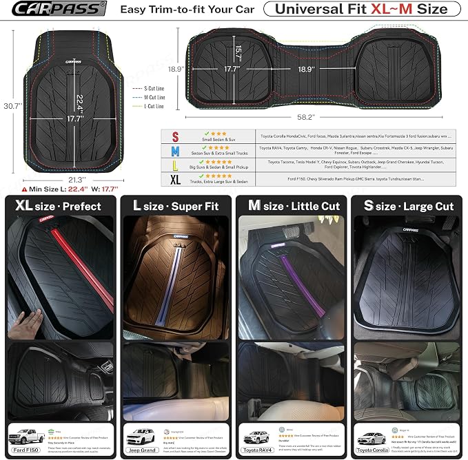 CAR PASS Tire Tread DeepDish Rubber Floor Mats - Image 8