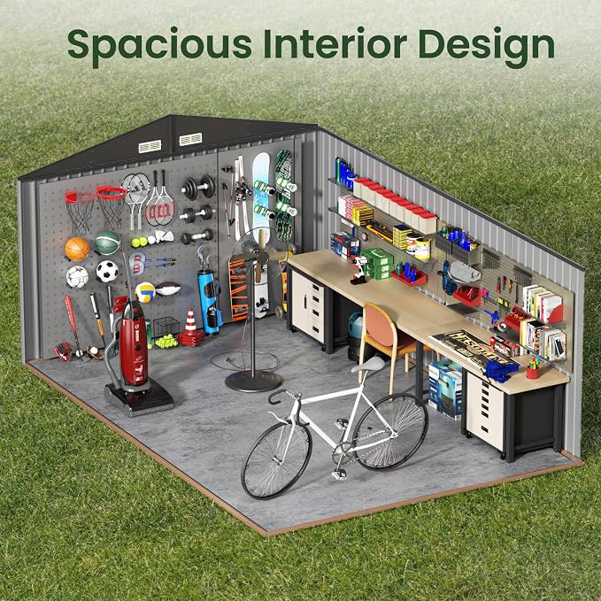 GVDV 10x14 FT Outdoor Metal Storage Shed, Durable Garden Shed - Image 3