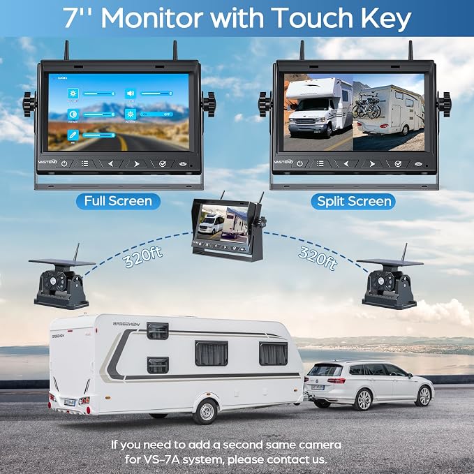 Magnetic Solar Wireless Backup Camera No Installation VASTEND 1080P 7'' RV - Image 3