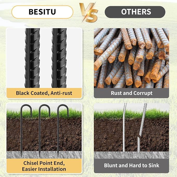 16 Inches 24-Pack J Hook Rebar Stakes Heavy Duty Tent Stakes - Image 3