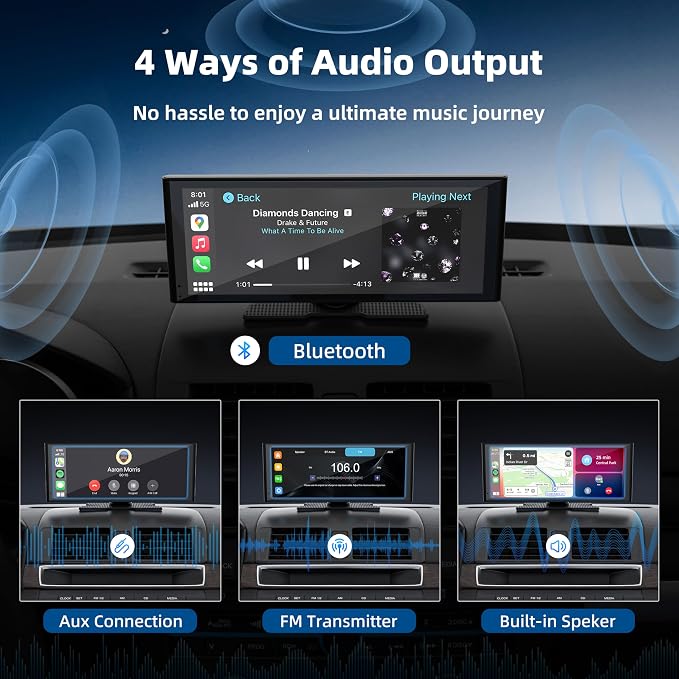 Portable Carplay Screen for Car, 10.26" Wireless Apple Carplay & Android Auto - Image 5