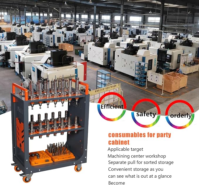 Mobile CNC Tool Storage Cart, CNC Tool Holder Utility Carts - Image 3