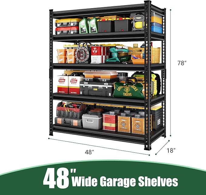 48" W Garage Shelving Heavy Duty，2500LBS Loads Adjustable Garage Storage Shelves - Image 3