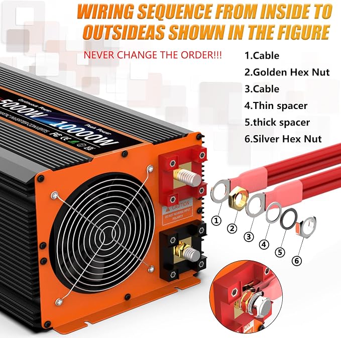 5000W Pure Sine Wave Power Inverter 12V DC to 110V 120V Converter - Image 8