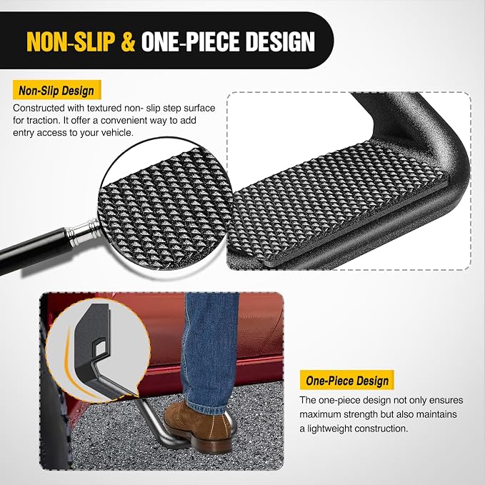 Nilight Universal Side Step Slip-Proof Aluminum Side Hoop Steps Nerf Bars - Image 4