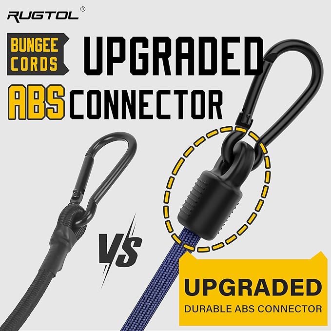 Bungee Cords with Hooks, 36 Inch Blue Adjustable Bungee Cords with Carabiner - Image 4