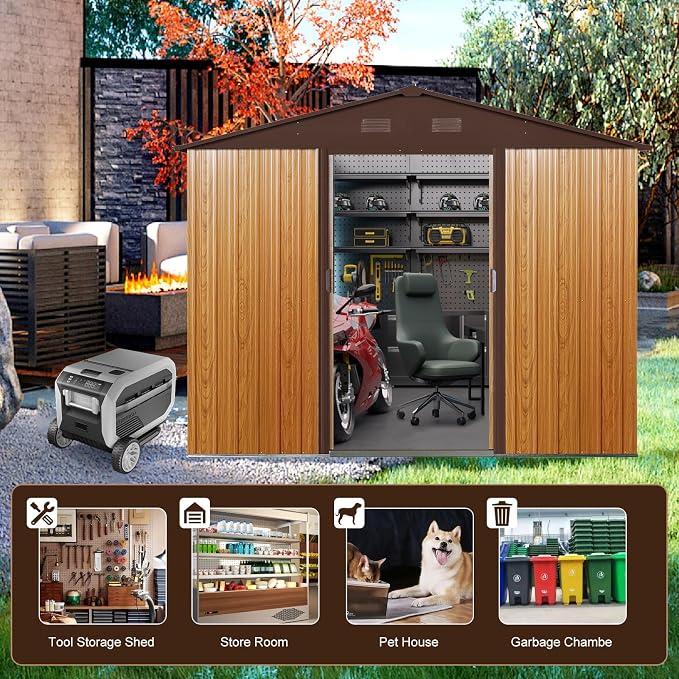 8x6 FT Outdoor Storage Shed, Metal Shed - Image 6