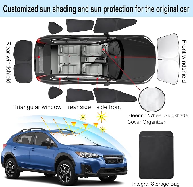 TINGLU Window Shades for Subaru Crosstrek 2018-2023 Accessories Car Side Full - Image 3