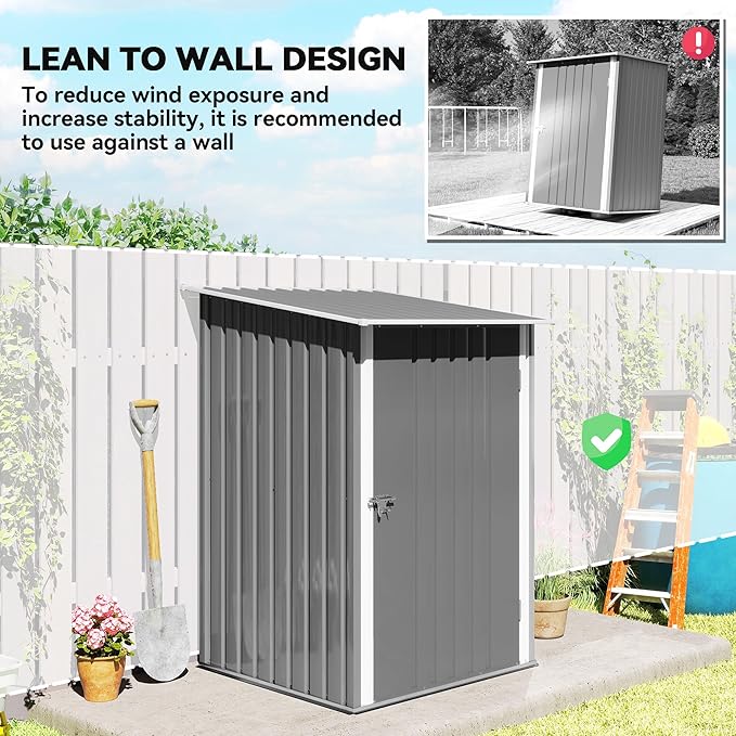 Outsunny 3.3' x 3.4' Outdoor Storage Shed, Metal Garden Tool House - Image 5