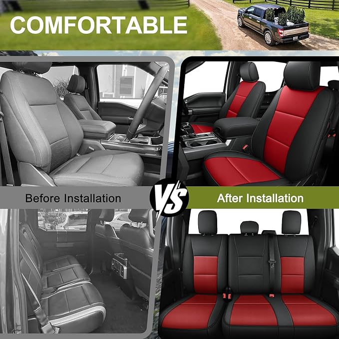 AOMSAZTO Seat Covers for Ford F150 XL XLT: 2015-2024 SuperCrew & F250 F350 F450 - Image 5