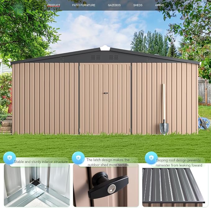 AECOJOY 14' x 12' Shed Outdoor Metal Storage, Large Storage Sheds & Outdoor - Image 2