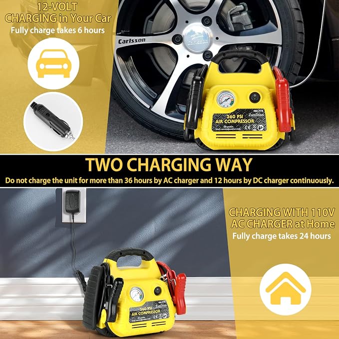 Jump Starter with Air Compressor 260PSI, 1000A Portable Car Jump Starter - Image 6