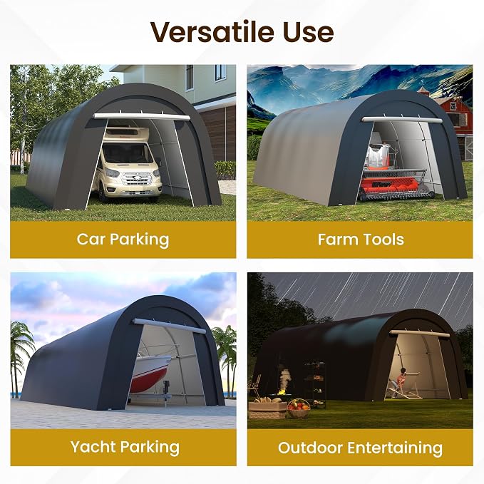 Kiss the Water Carport, Round Portable Garage, Steel Heavy Duty Carport - Image 2