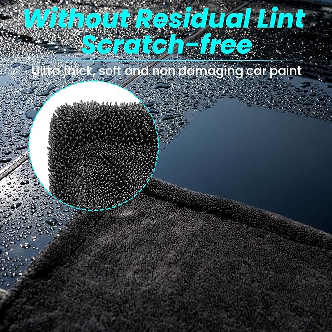 2 Pack 1300 GSM Car Drying Towel, Double-Sided Microfiber Towels - Image 5