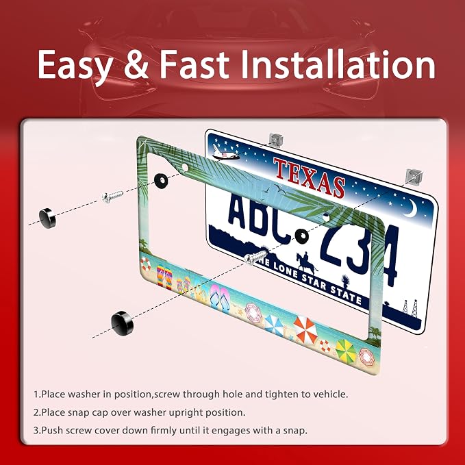Beach Flip Flops License Plate Frame Funny Seaside License Plate Frames - Image 3