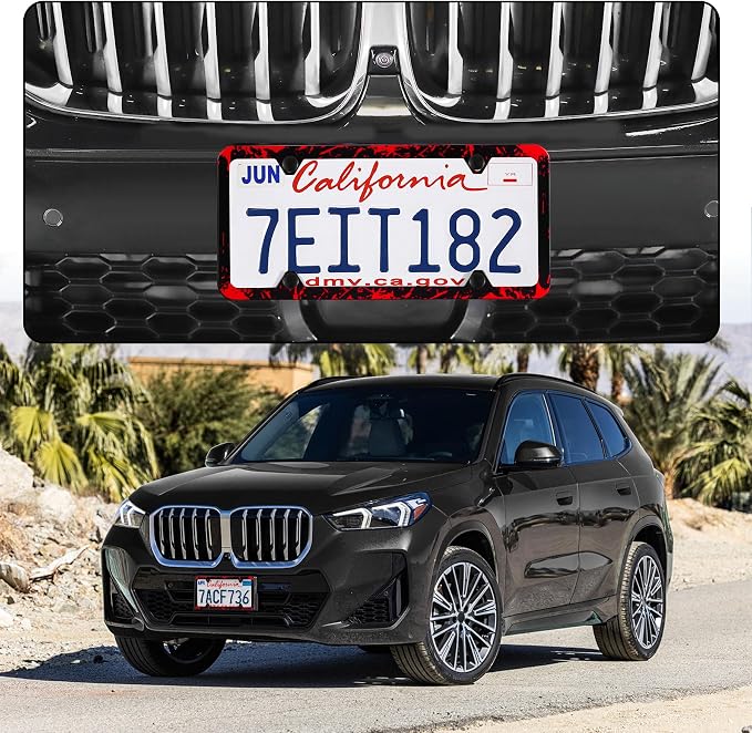 LivTee Black License Plate Frames, 4 Holes Stainless Steel License Plate Covers - Image 2