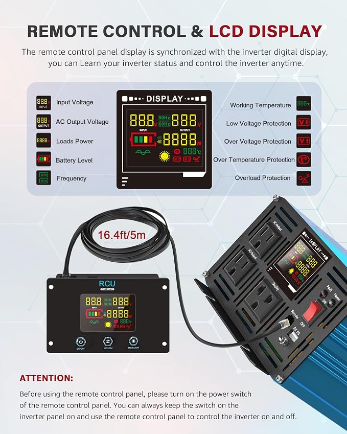 2000 Watt Inverter Pure Sine Wave DC 12V to 110V AC Power Inverters - Image 4