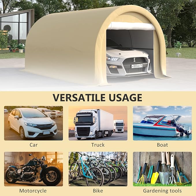 Outsunny 10' x 16' Carport, Heavy Duty Portable Garage Storage Tent - Image 6