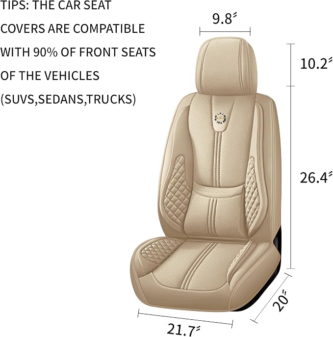 Car Seat Covers Front Only, Easy Install Luxury Leather Automotive Seat Covers - Image 2